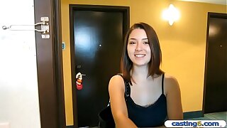 Innocent teenie with a bf fake casting fuck for cash